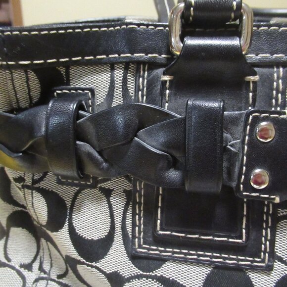 COACH Hampton black signature carryall satchel braided - Picture 2 of 14